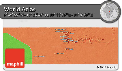 Political Panoramic Map of the Area around 10° 7' 21" N, 30° 40' 29" E