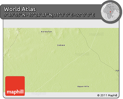 Physical 3D Map of the Area around 10° 7' 21" N, 31° 31' 29" E