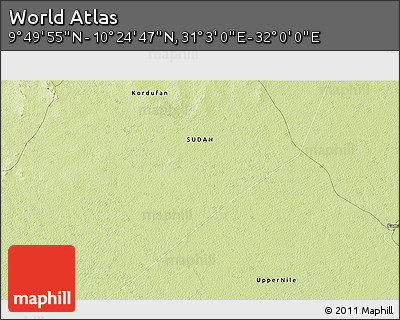 Physical 3D Map of the Area around 10° 7' 21" N, 31° 31' 29" E