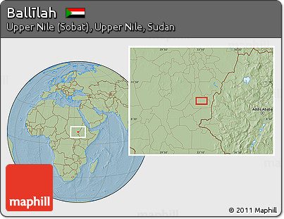 Savanna Style Location Map of Ballīlah, hill shading