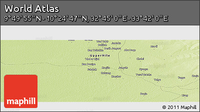 Physical Panoramic Map of the Area around 10° 7' 21" N, 33° 13' 30" E