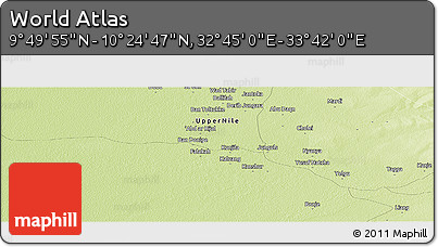 Physical Panoramic Map of the Area around 10° 7' 21" N, 33° 13' 30" E