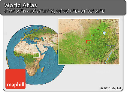 Satellite Location Map of the Area around 10° 7' 21" N, 34° 4' 30" E