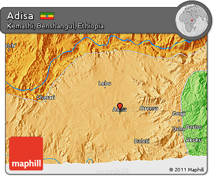 Political 3D Map of Adisa