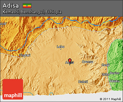 Political 3D Map of Adisa