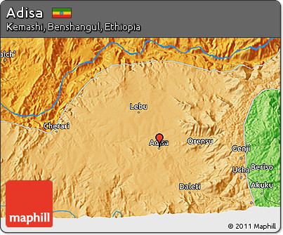 Political 3D Map of Adisa