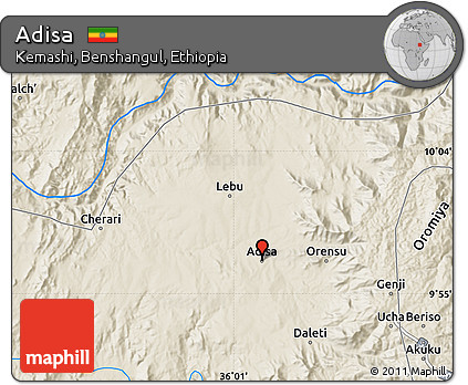 Shaded Relief Map of Adisa