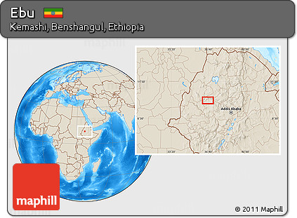 Shaded Relief Location Map of Ebu