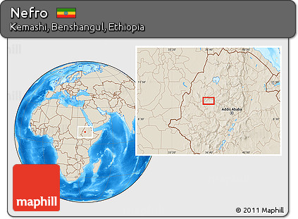 Shaded Relief Location Map of Nefro