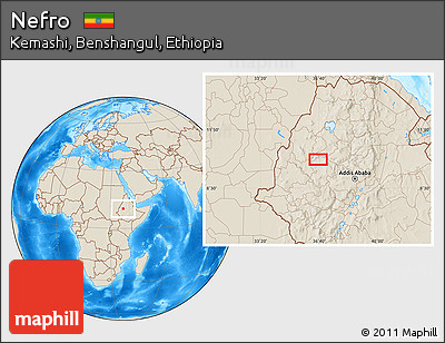 Shaded Relief Location Map of Nefro