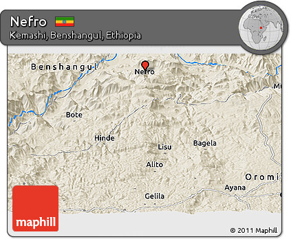 Shaded Relief Panoramic Map of Nefro
