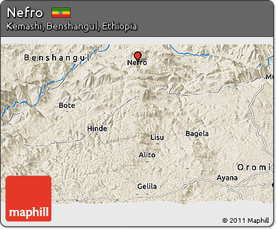 Shaded Relief Panoramic Map of Nefro