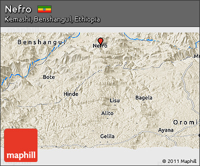 Shaded Relief Panoramic Map of Nefro