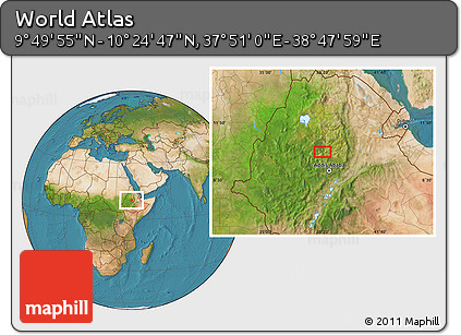 Satellite Location Map of the Area around 10° 7' 21" N, 38° 19' 30" E