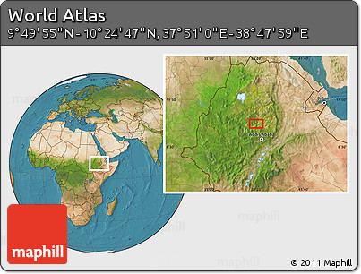 Satellite Location Map of the Area around 10° 7' 21" N, 38° 19' 30" E