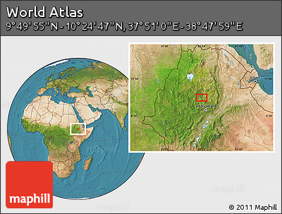 Satellite Location Map of the Area around 10° 7' 21" N, 38° 19' 30" E
