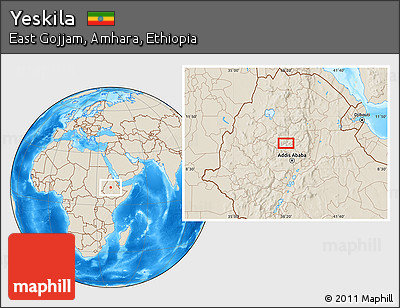 Shaded Relief Location Map of Yeskila