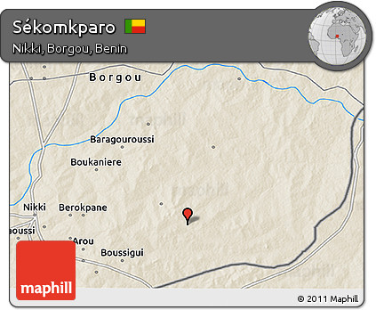 Shaded Relief 3D Map of Sékomkparo