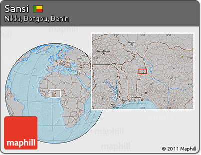 Gray Location Map of Sansi, hill shading