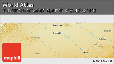Physical Panoramic Map of the Area around 10° 7' 21" N, 41° 43' 30" E