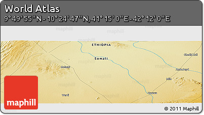 Physical Panoramic Map of the Area around 10° 7' 21" N, 41° 43' 30" E