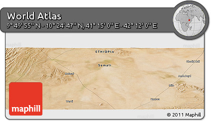 Satellite Panoramic Map of the Area around 10° 7' 21" N, 41° 43' 30" E