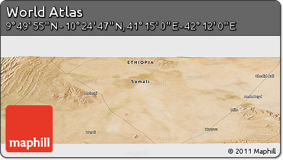 Satellite Panoramic Map of the Area around 10° 7' 21" N, 41° 43' 30" E