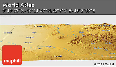 Physical Panoramic Map of the Area around 10° 7' 21" N, 42° 34' 30" E