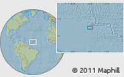 Savanna Style Location Map of the area around 10° 7' 21" N, 44° 58' 30" W, hill shading