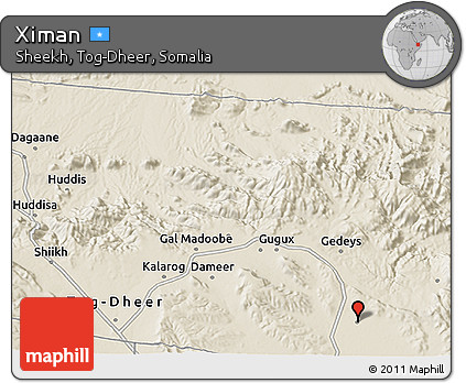 Shaded Relief 3D Map of Ximan