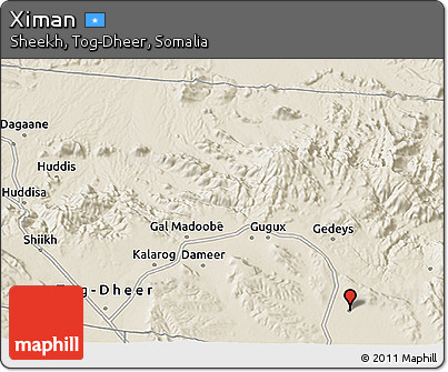 Shaded Relief 3D Map of Ximan