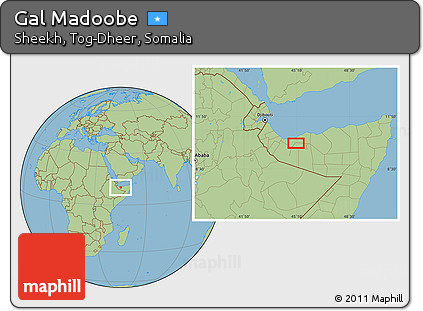 Savanna Style Location Map of Gal Madoobe