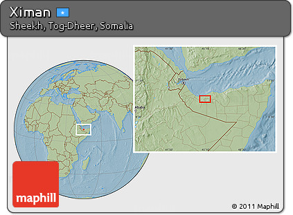 Savanna Style Location Map of Ximan, hill shading