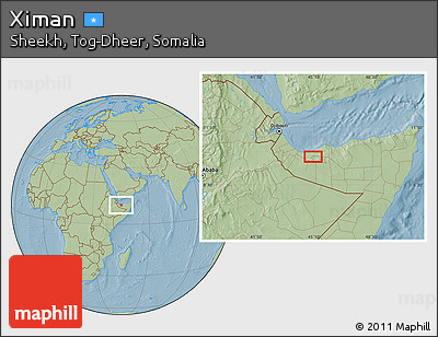 Savanna Style Location Map of Ximan, hill shading