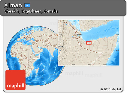 Shaded Relief Location Map of Ximan