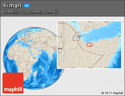 Shaded Relief Location Map of Ximan