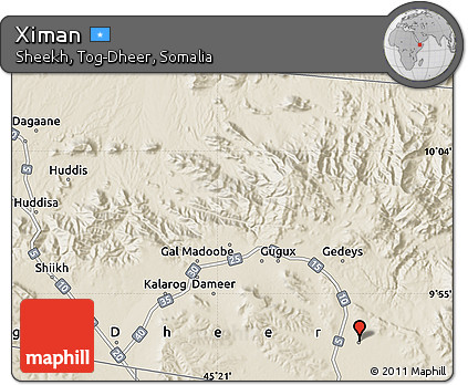 Shaded Relief Map of Ximan