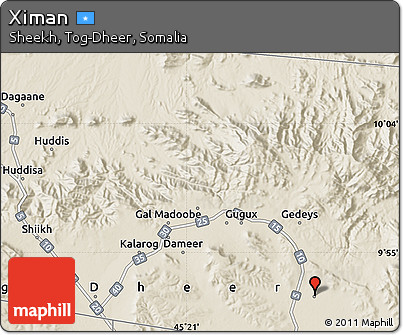 Shaded Relief Map of Ximan