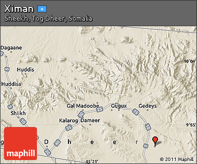 Shaded Relief Map of Ximan