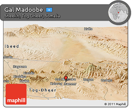 Satellite Panoramic Map of Gal Madoobe