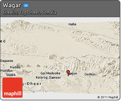 Shaded Relief Panoramic Map of Wagar