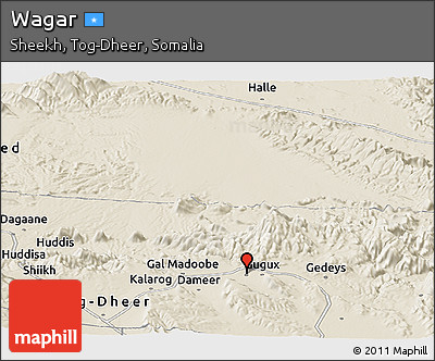 Shaded Relief Panoramic Map of Wagar