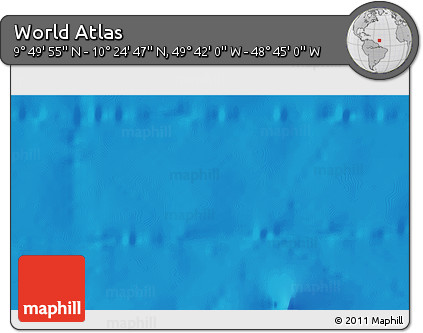 Shaded Relief 3D Map of the Area around 10° 7' 21" N, 49° 13' 30" W