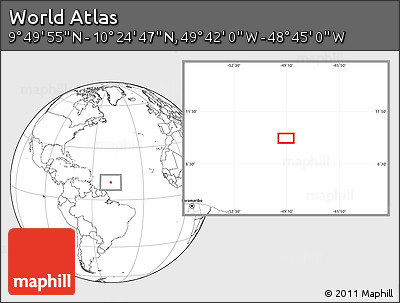 Blank Location Map of the Area around 10° 7' 21" N, 49° 13' 30" W
