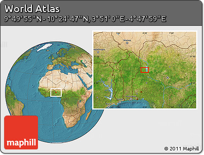 Satellite Location Map of the Area around 10° 7' 21" N, 4° 19' 30" E