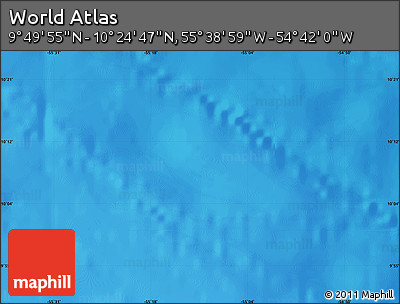 Physical Map of the Area around 10° 7' 21" N, 55° 10' 29" W