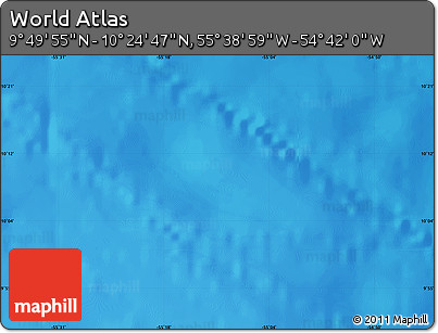 Physical Map of the Area around 10° 7' 21" N, 55° 10' 29" W