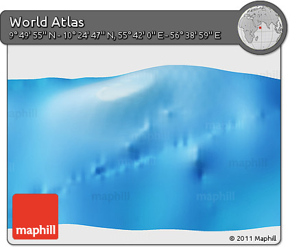 Physical 3D Map of the Area around 10° 7' 21" N, 56° 10' 29" E