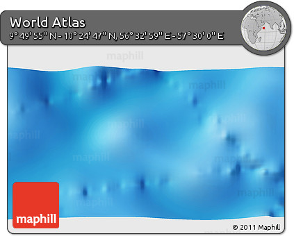 Physical 3D Map of the Area around 10° 7' 21" N, 57° 1' 29" E