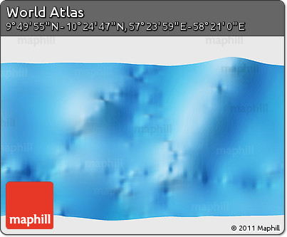 Physical 3D Map of the Area around 10° 7' 21" N, 57° 52' 30" E